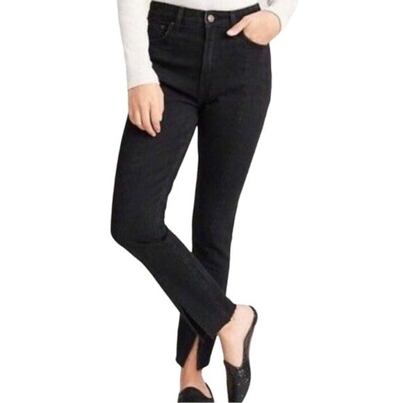 Abercrombie & Fitch Denim - Abercrombie & Fitch Simone High Rise Split Hem Black Relaxed Jeans Size 26 / 2